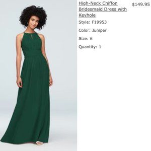 David's Bridal High Neck Chiffon Dress with Keyhole